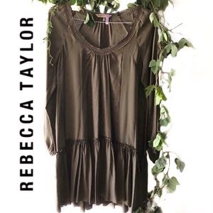 Rebecca Taylor Olive Moss Green Silk Dress